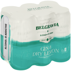Belgravia Gin & Dry Lemon 440ml (Cans) - 6 Pack